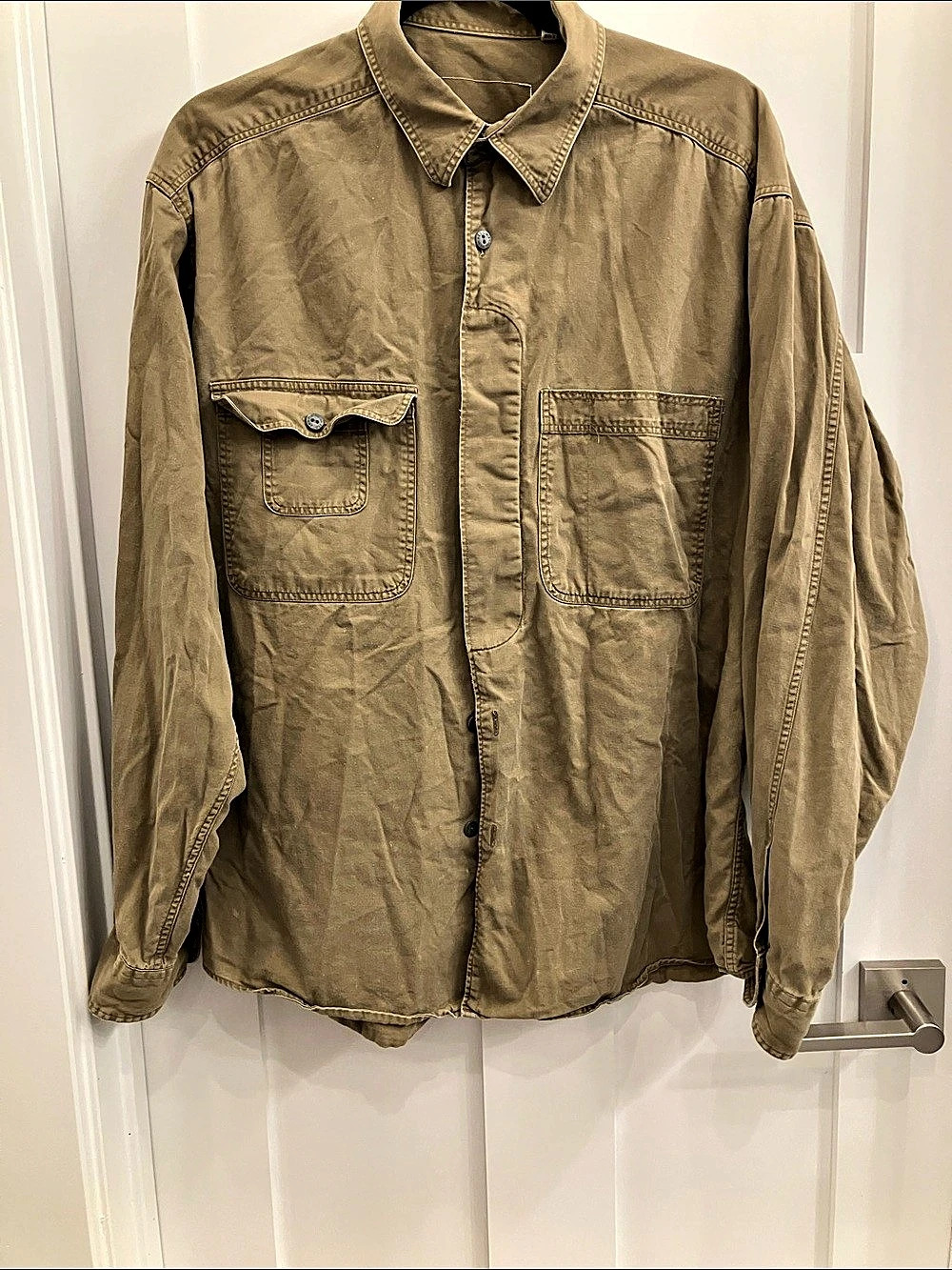 Claiborne Cotton Utility Shirt Brown Large